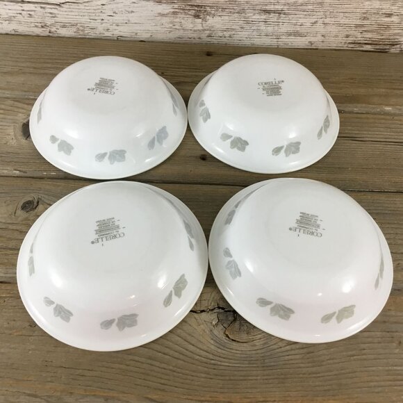 Set of 4 Corelle Friendship 10 Oz Dessert Bowls 5 3/4" White w/ Gray Flowers - Picture 3 of 16
